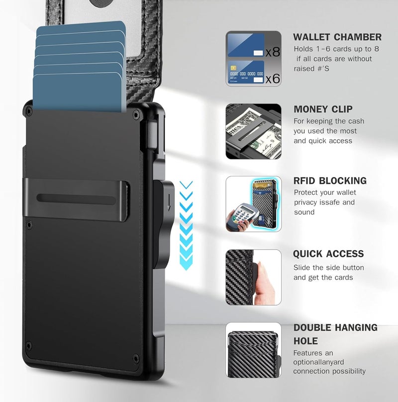 umoven محفظة للرجال - مع مشبك نقود جلد نحيف حامل بطاقات ائتمان حجب RFID محفظة قابلة للطي بسيطة (مشبك نقود داخلها) - Image 3